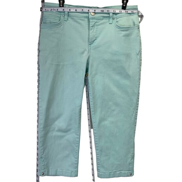 Bandolino Women's Mandie Capri Button Zip Side Slit Snap Spring Pastel Blue S 8 - Picture 15 of 16